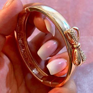 Betsey Johnson Rose Gold Bow Cuff Bangle